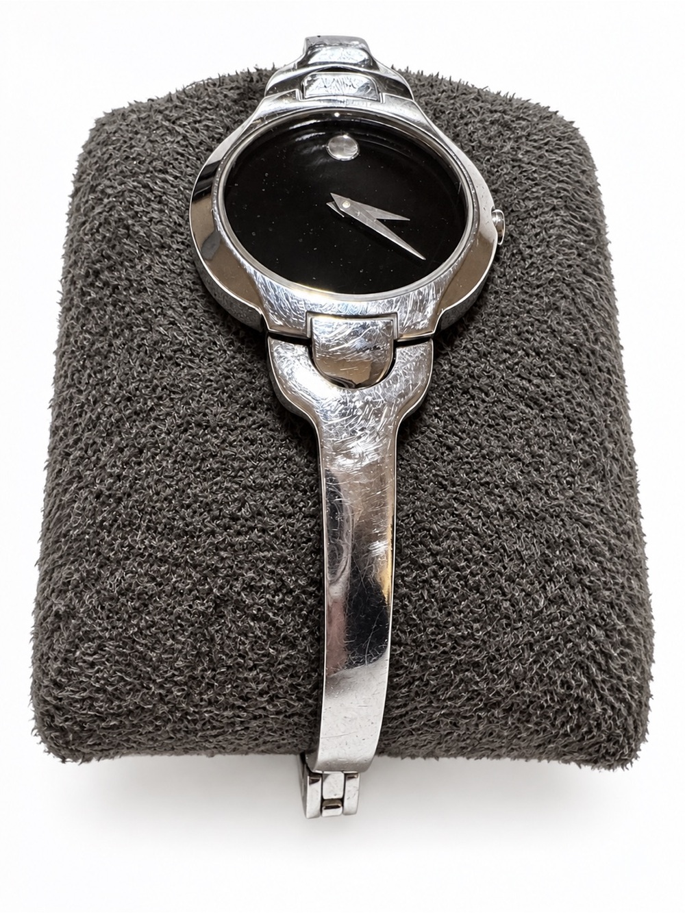 Movado Black Dial Silver Tone Bangle Watch - Picture 4 of 6